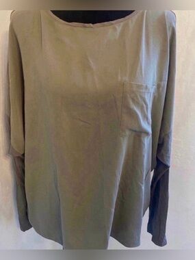 Women’s  Long-Sleeve Pocket Shirt - Olive Green (Size XL)